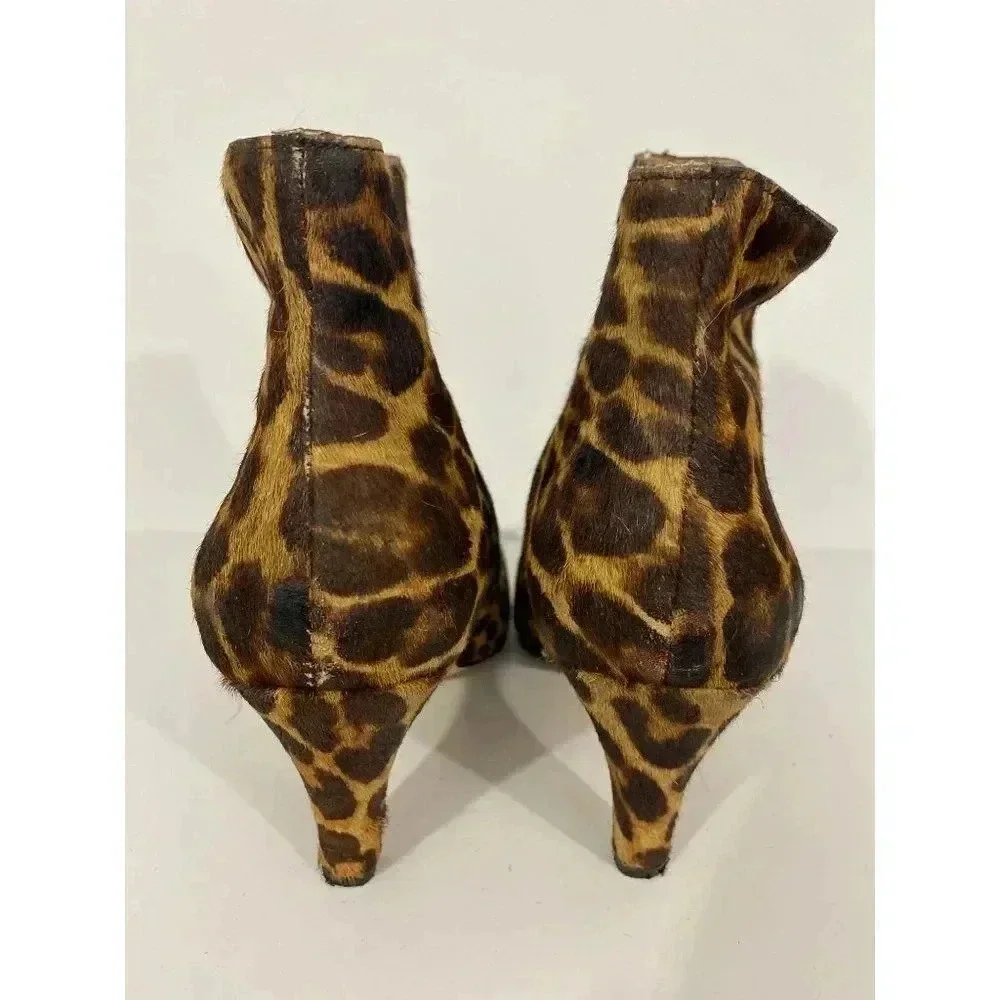 INC womens size 7M pony hair leopard animal print heel‎ boot booties